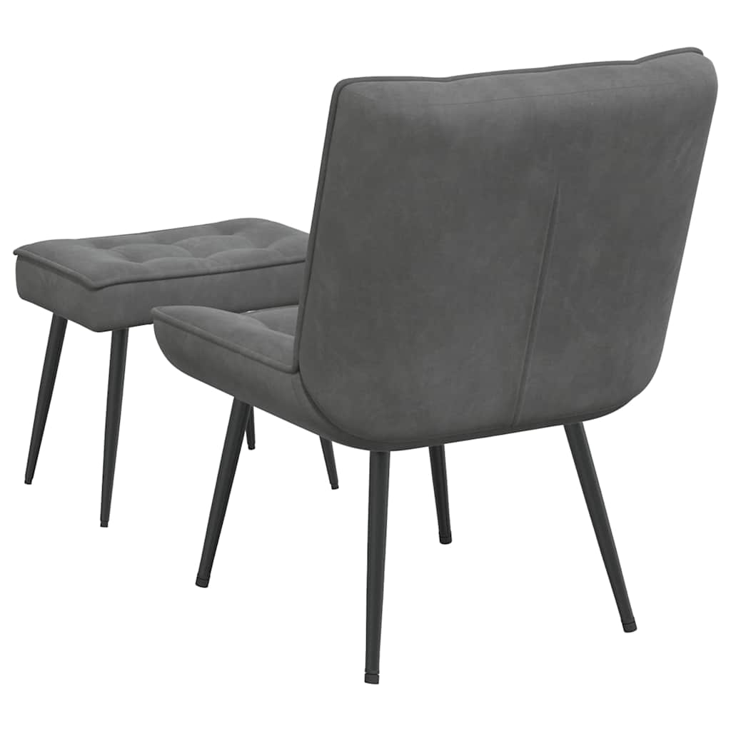 Relaxsessel mit Hocker Dunkelgrau Samt