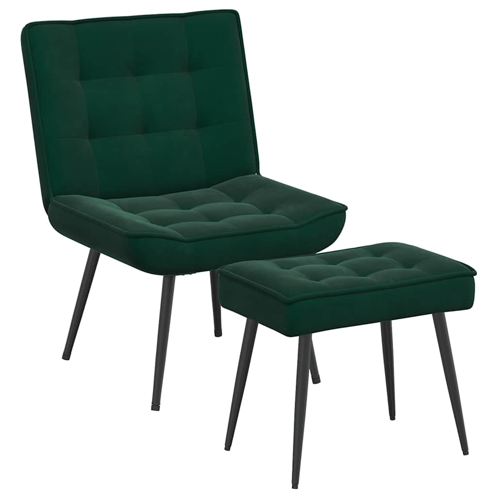 Relaxsessel mit Hocker Dunkelgrün Samt