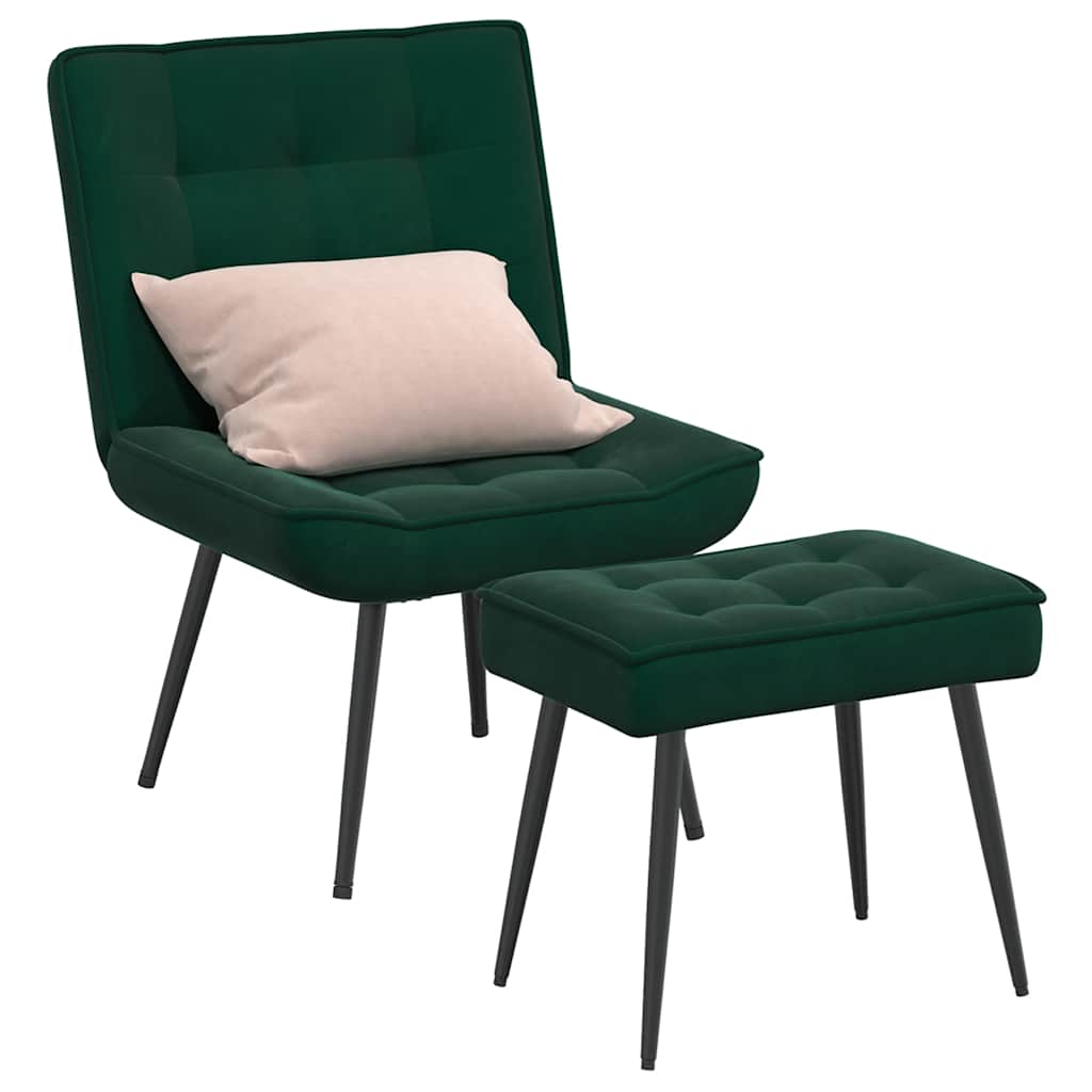 Relaxsessel mit Hocker Dunkelgrün Samt