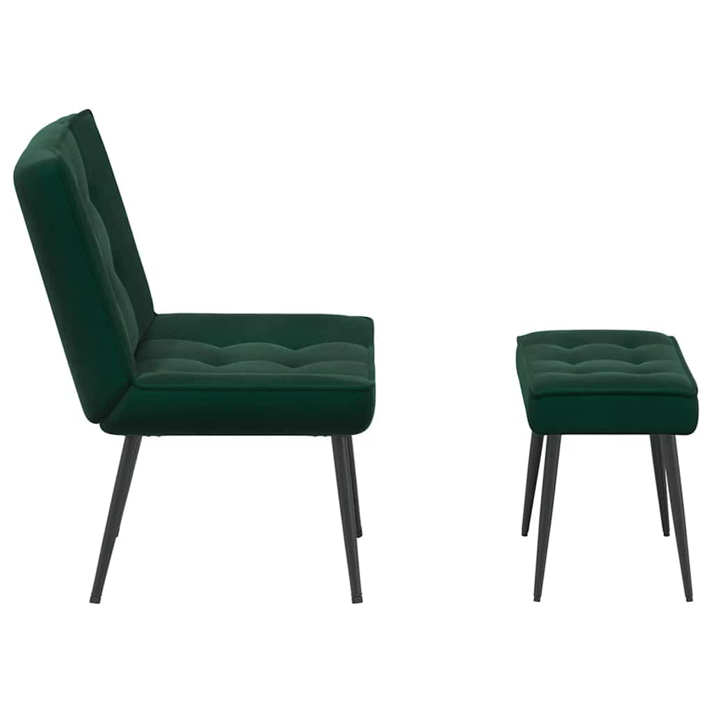 Relaxsessel mit Hocker Dunkelgrün Samt