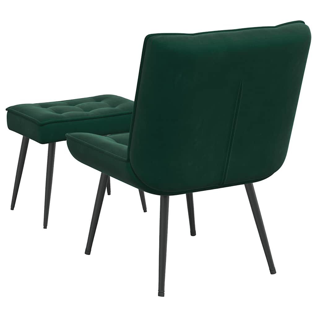 Relaxsessel mit Hocker Dunkelgrün Samt