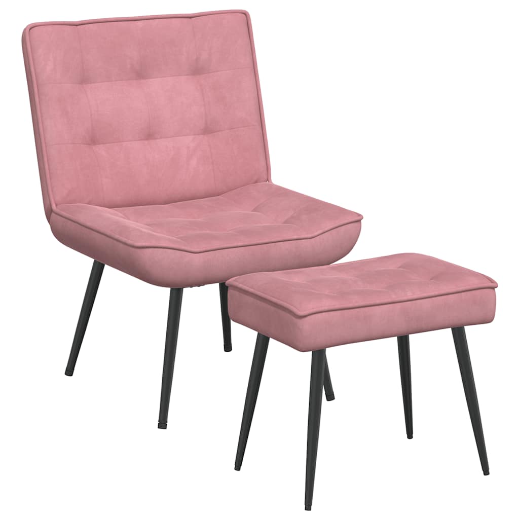 Relaxsessel mit Hocker Rosa Samt