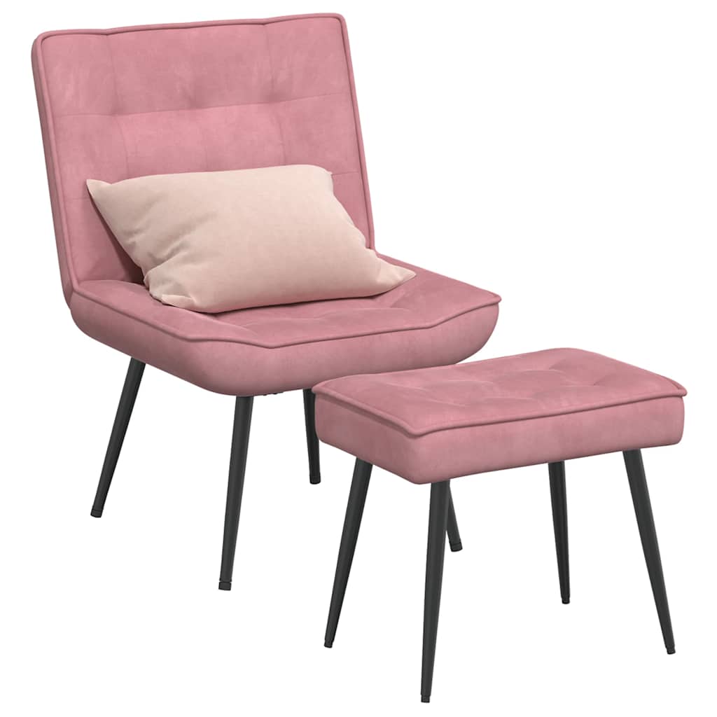 Relaxsessel mit Hocker Rosa Samt