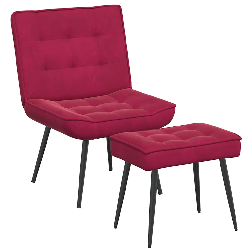 Relaxsessel mit Hocker Weinrot Samt