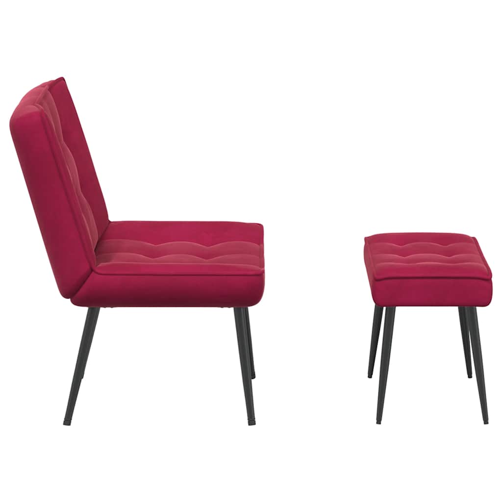 Relaxsessel mit Hocker Weinrot Samt