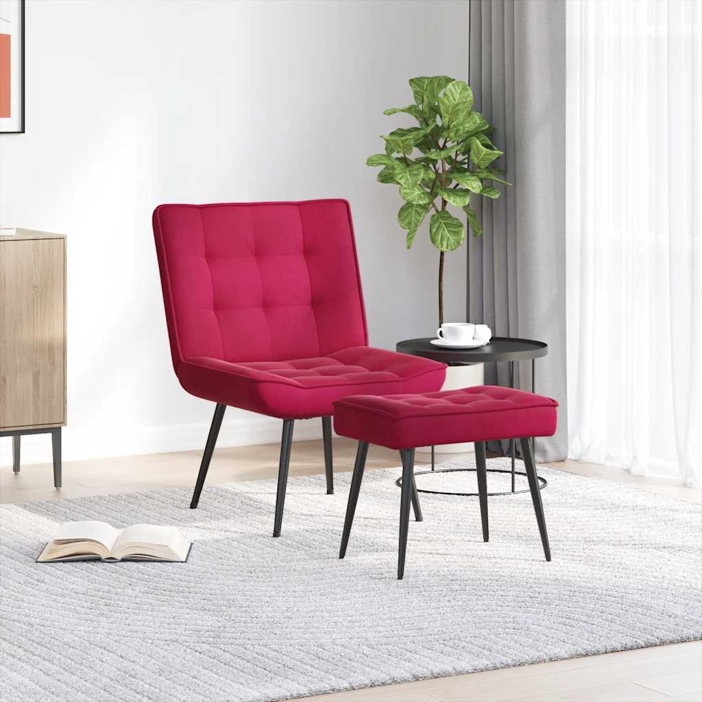 Relaxsessel mit Hocker Weinrot Samt