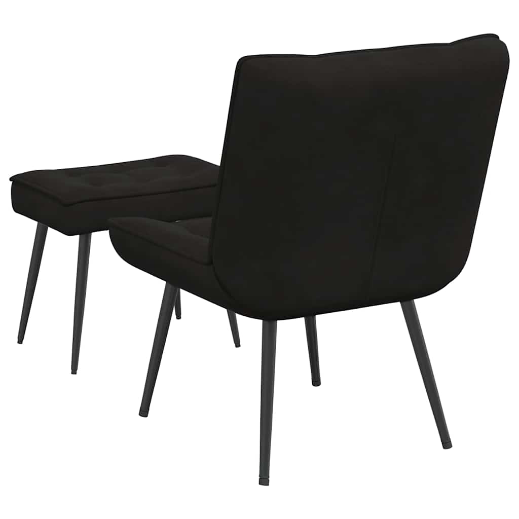 Relaxsessel mit Hocker Schwarz Samt