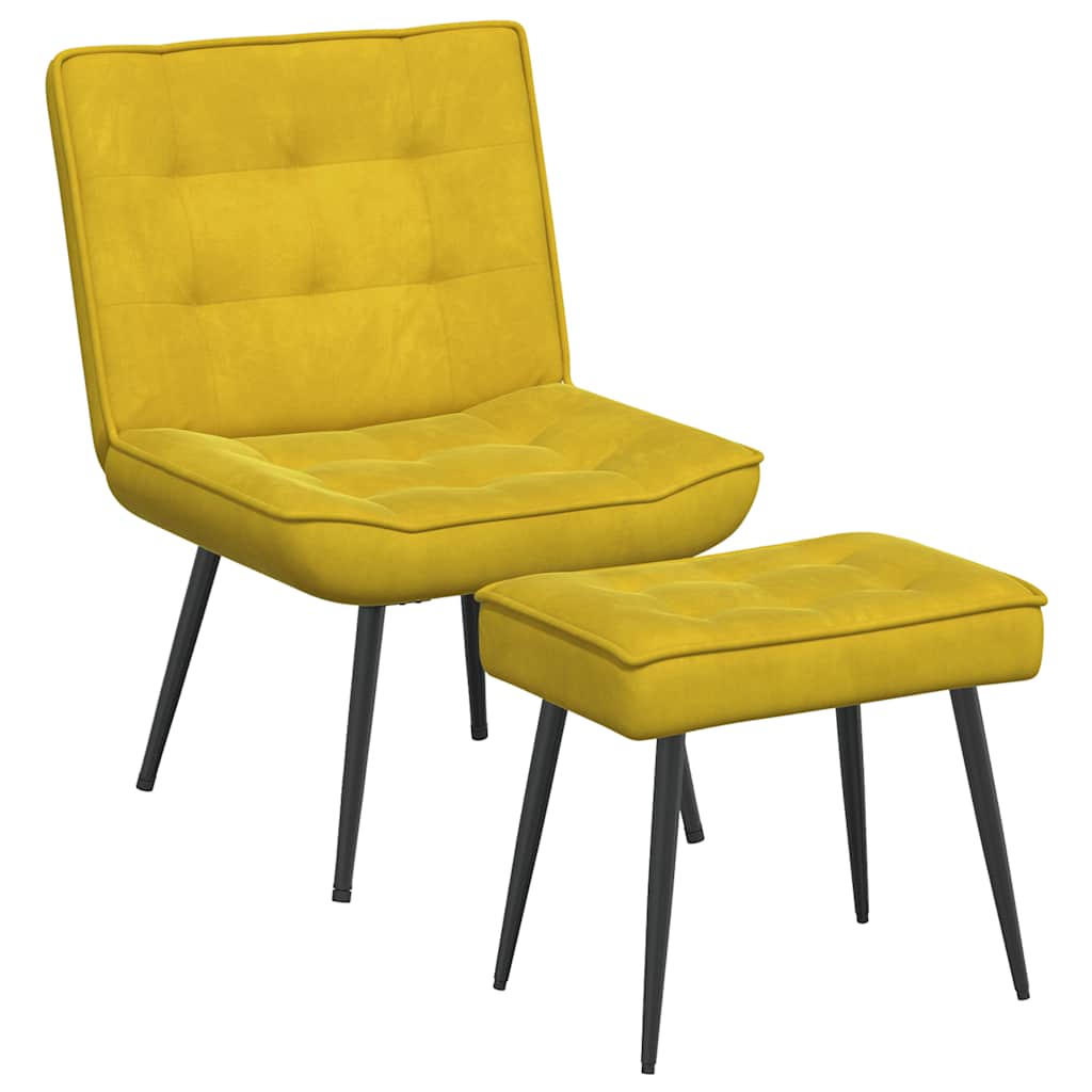 Relaxsessel mit Hocker Gelb Samt