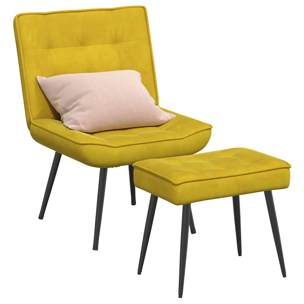 Relaxsessel mit Hocker Gelb Samt