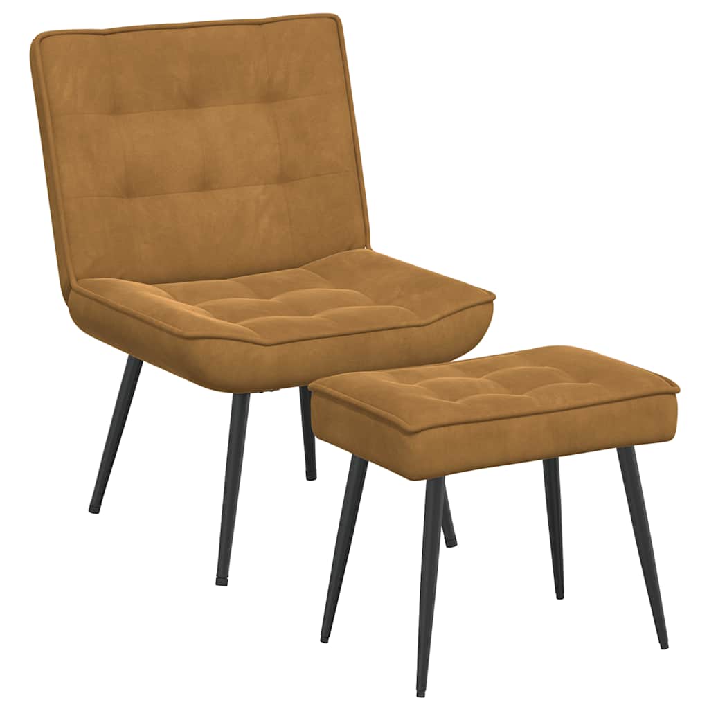 Relaxsessel mit Hocker Braun Samt
