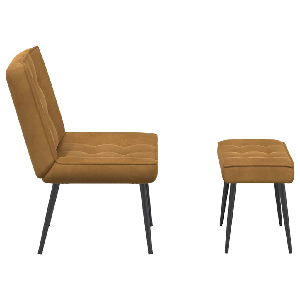 Relaxsessel mit Hocker Braun Samt