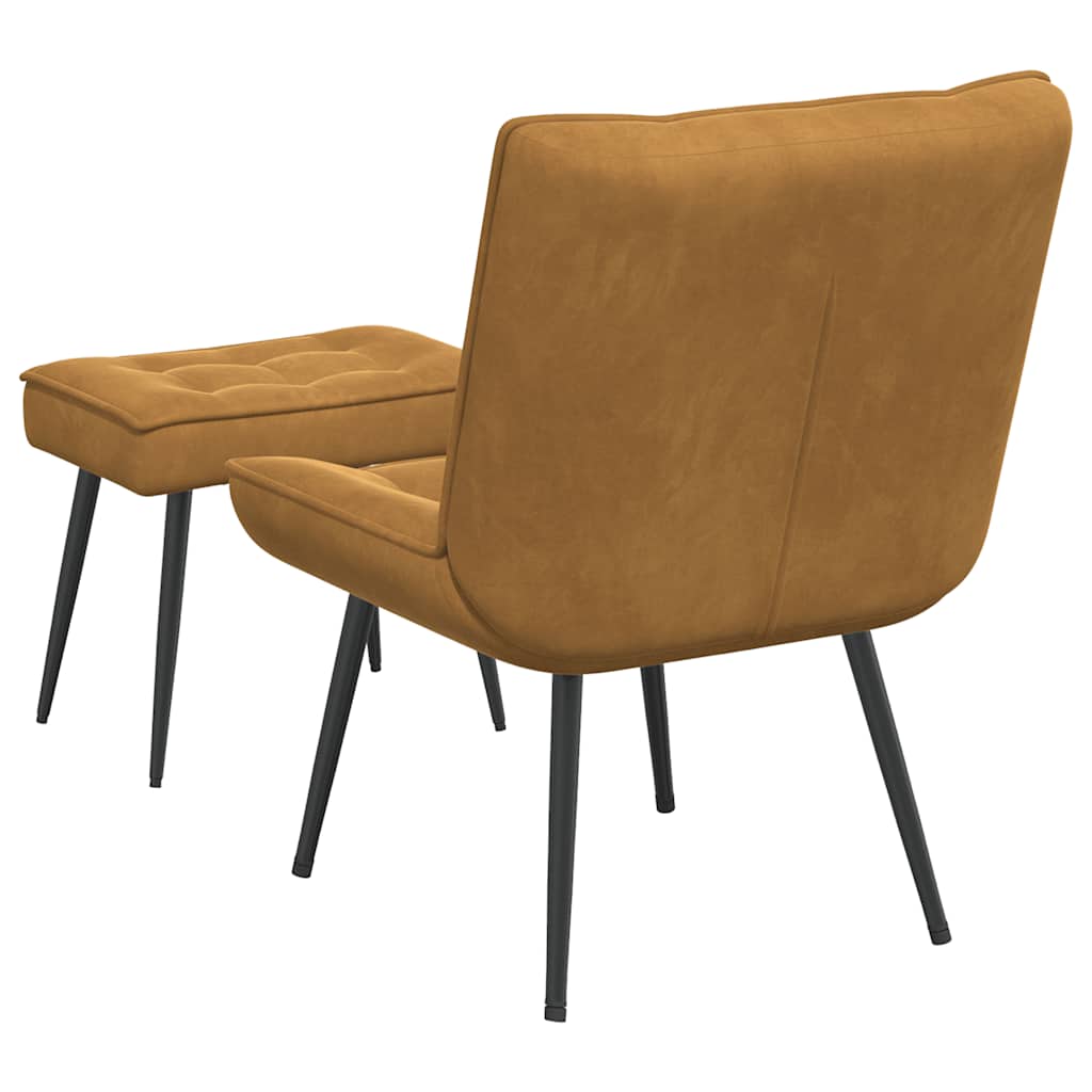 Relaxsessel mit Hocker Braun Samt