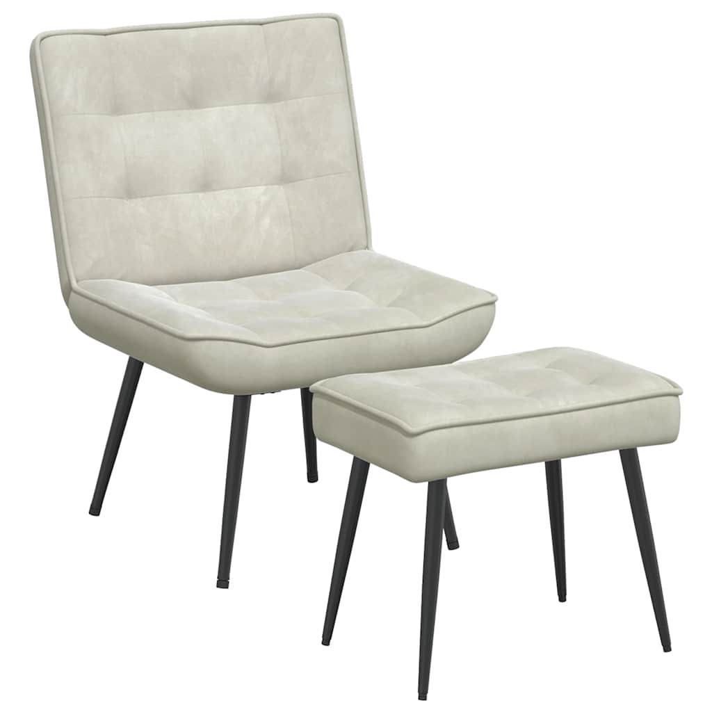Relaxsessel mit Hocker Creme Samt