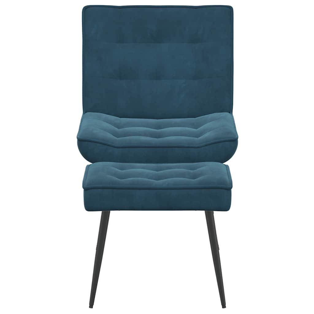 Relaxsessel mit Hocker Blau Samt