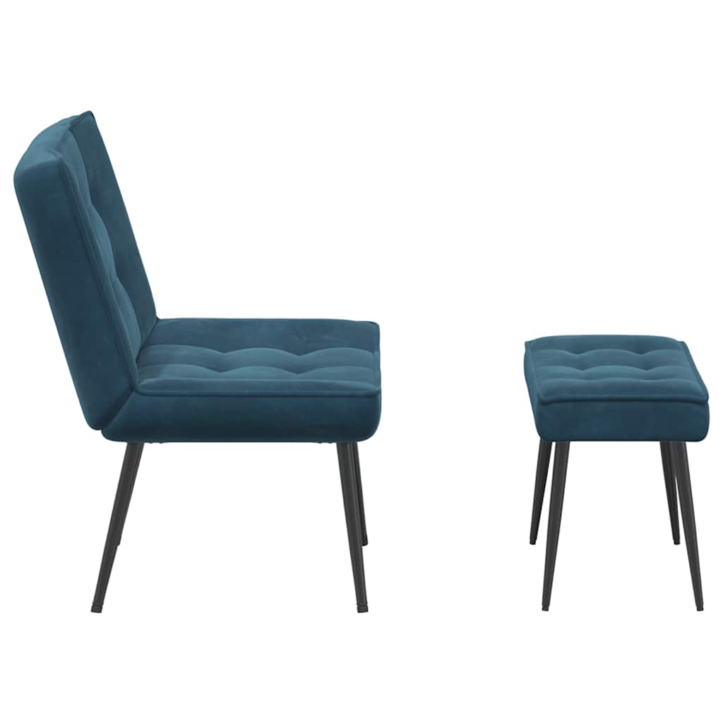 Relaxsessel mit Hocker Blau Samt