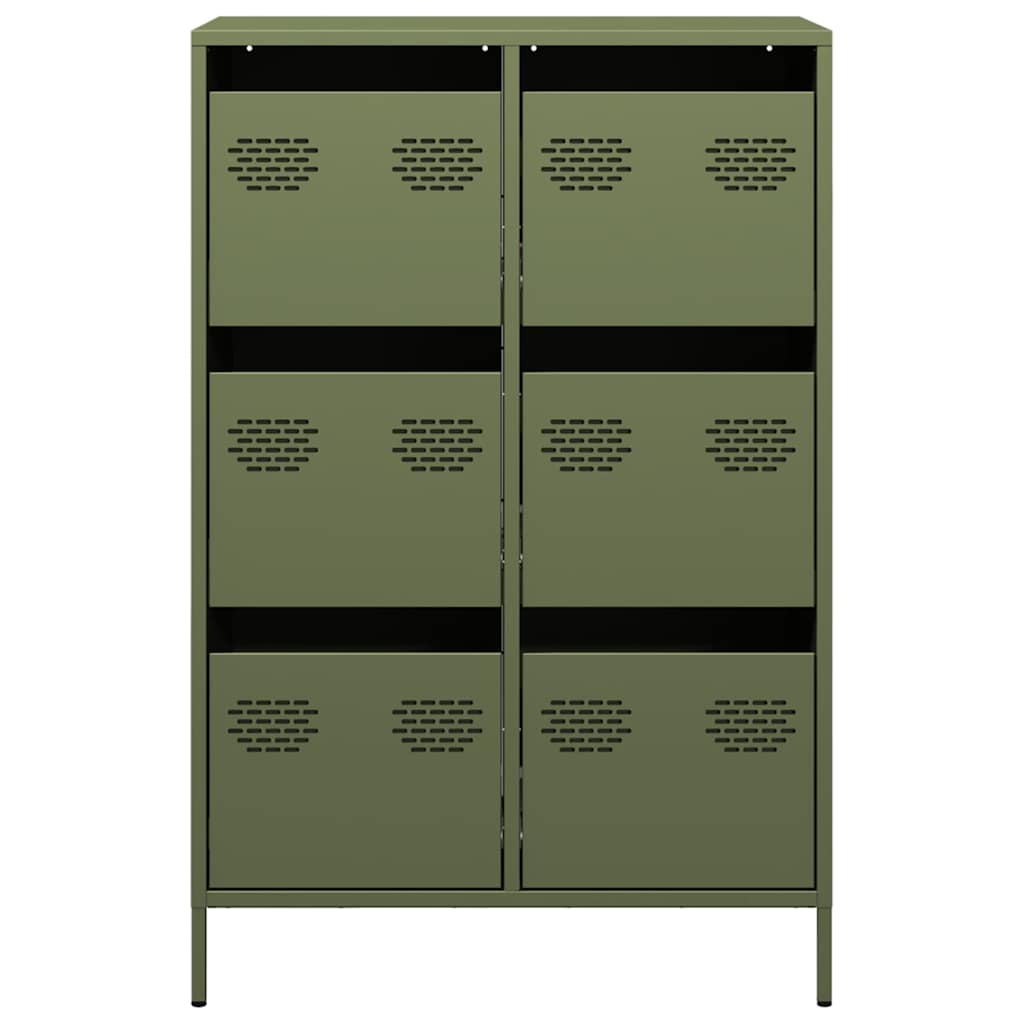 Highboard Olivgrün 68x39x101,5 cm Stahl