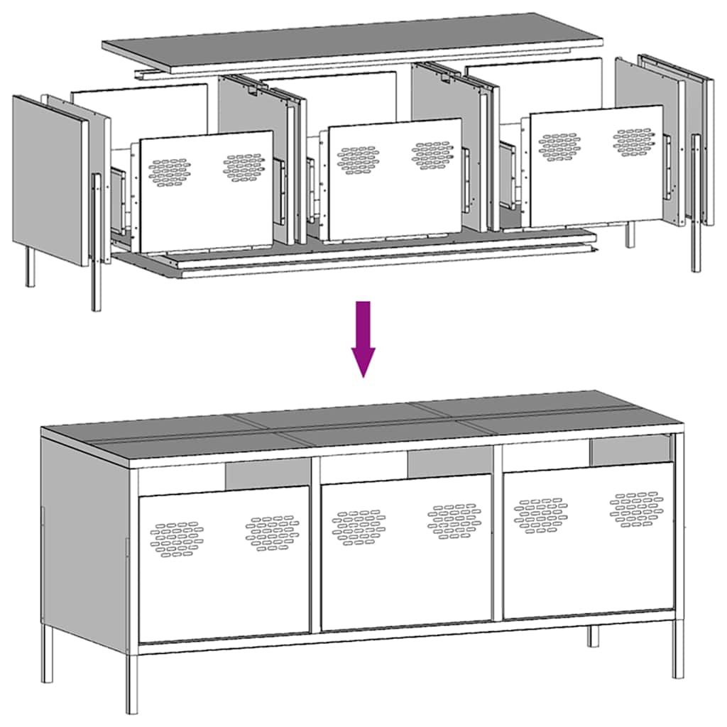 TV-Schrank Olivgrün 101,5x39x43,5 cm Kaltgewalzter Stahl