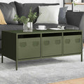 Couchtisch Olivgrün 101,5x50x43,5 cm Kaltgewalzter Stahl