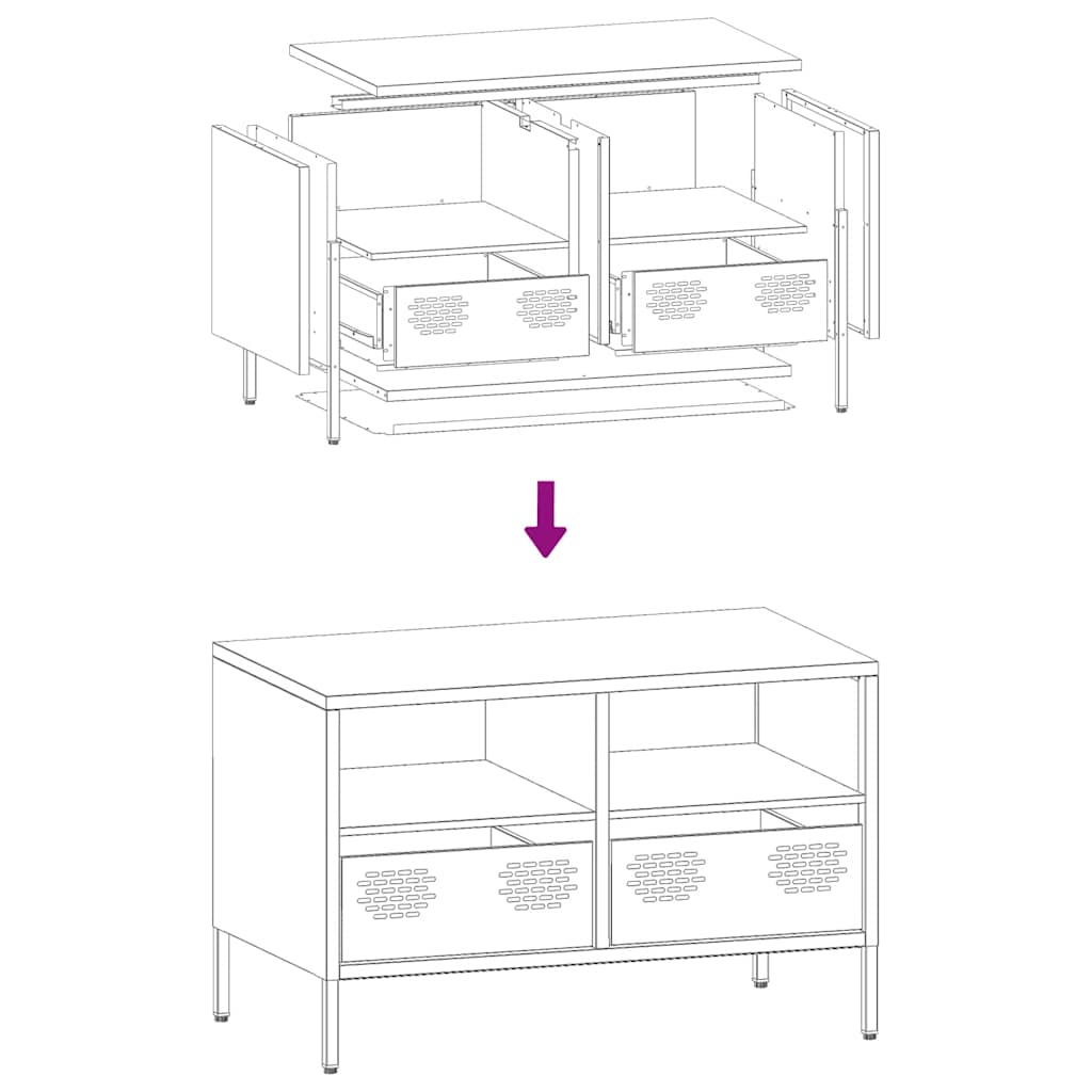 TV-Schrank Schwarz 68x39x43,5 cm Kaltgewalzter Stahl