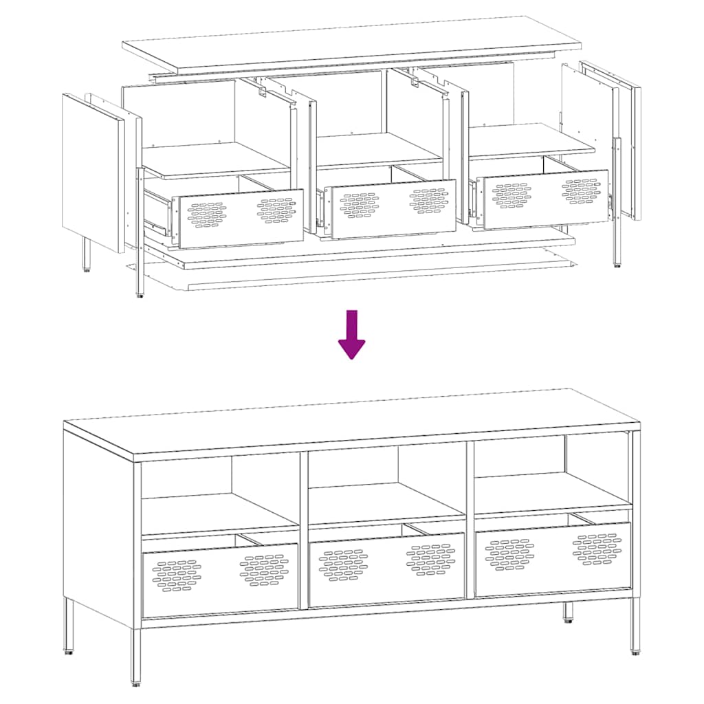 TV-Schrank Schwarz 101,5x39x43,5 cm Kaltgewalzter Stahl