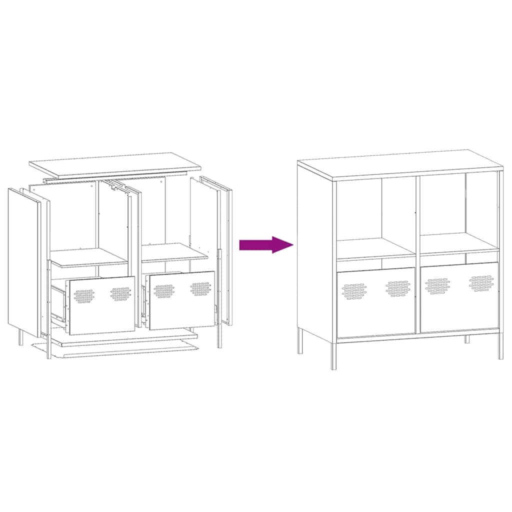 Sideboard Rosa 68x39x73,5 cm Kaltgewalzter Stahl