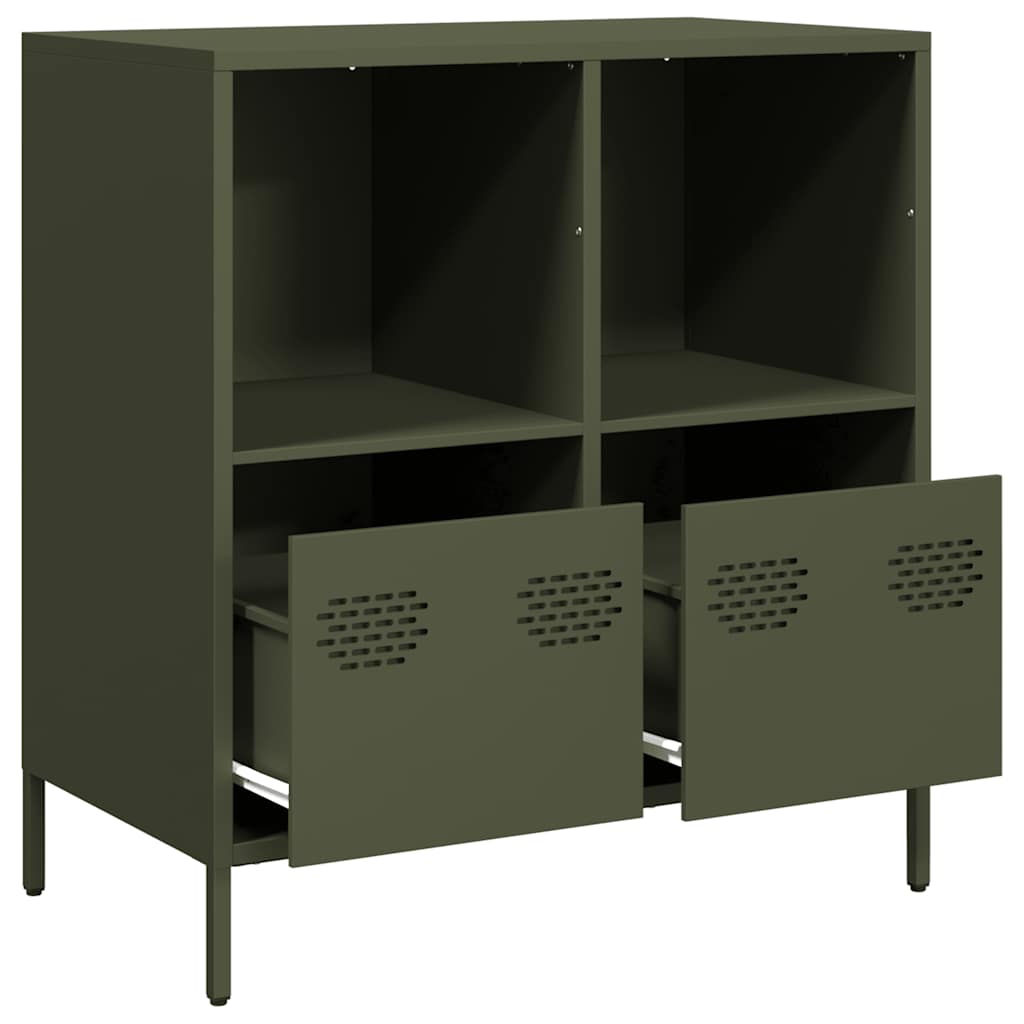 Sideboard Olivgrün 68x39x73,5 cm Kaltgewalzter Stahl
