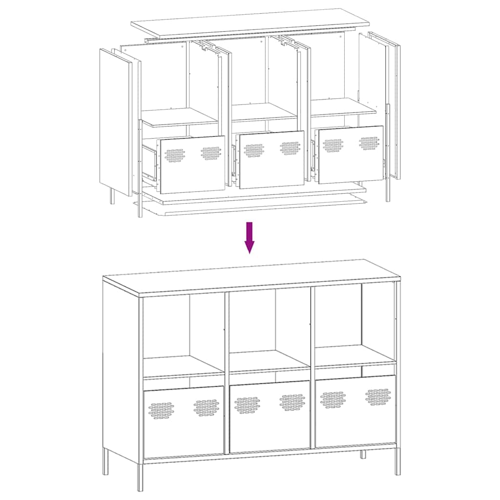 Sideboard Senfgelb 101,5x39x73,5 cm Kaltgewalzter Stahl