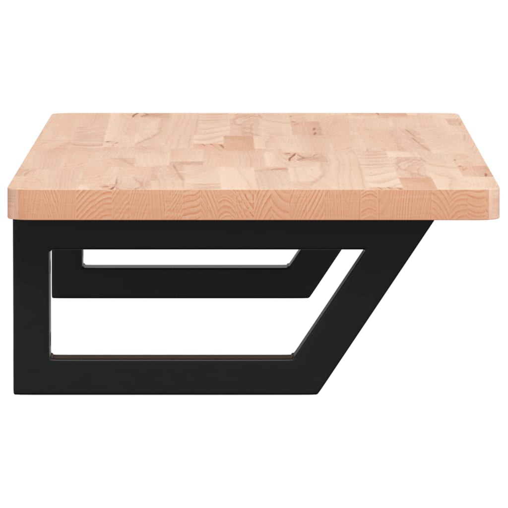 Waschbeckenregal Wandmontage Stahl und Massivholz Buche