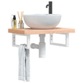 Waschbeckenregal Wandmontage Stahl und Massivholz Buche