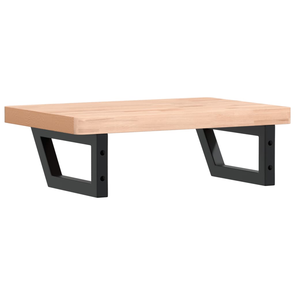 Waschbeckenregal Wandmontage Stahl und Massivholz Buche