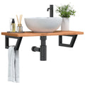 Waschbeckenregal Wandmontage Stahl und Massivholz Buche