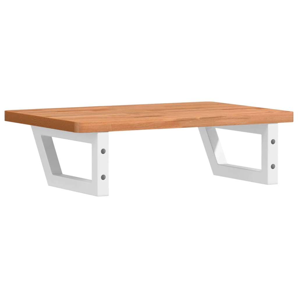 Waschbeckenregal Wandmontage Stahl und Massivholz Buche