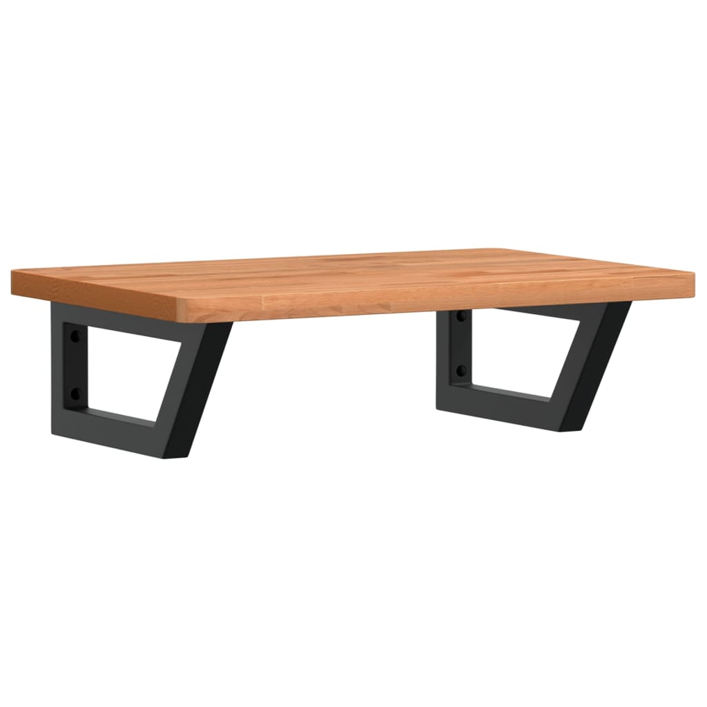 Waschbeckenregal Wandmontage Stahl und Massivholz Buche
