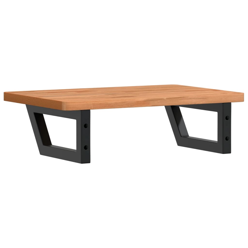 Waschbeckenregal Wandmontage Stahl und Massivholz Buche