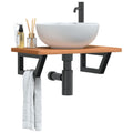 Waschbeckenregal Wandmontage Stahl und Massivholz Buche