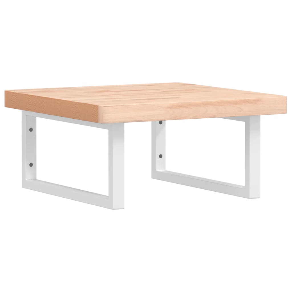 Waschbeckenregal Wandmontage Stahl und Massivholz Buche
