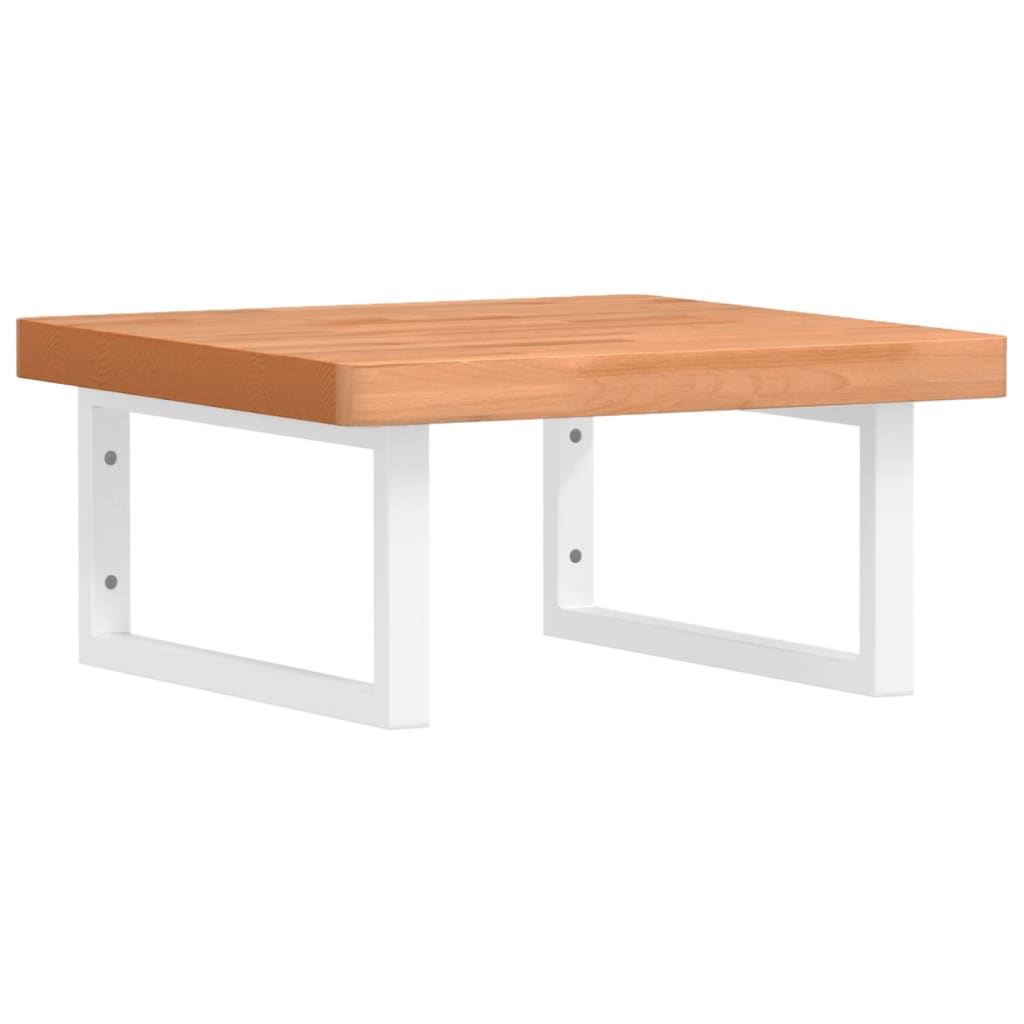 Waschbeckenregal Wandmontage Stahl und Massivholz Buche