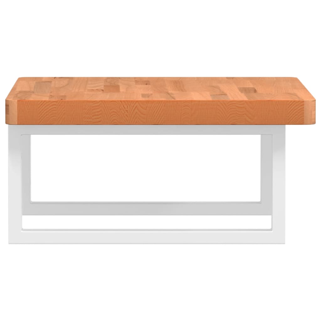 Waschbeckenregal Wandmontage Stahl und Massivholz Buche