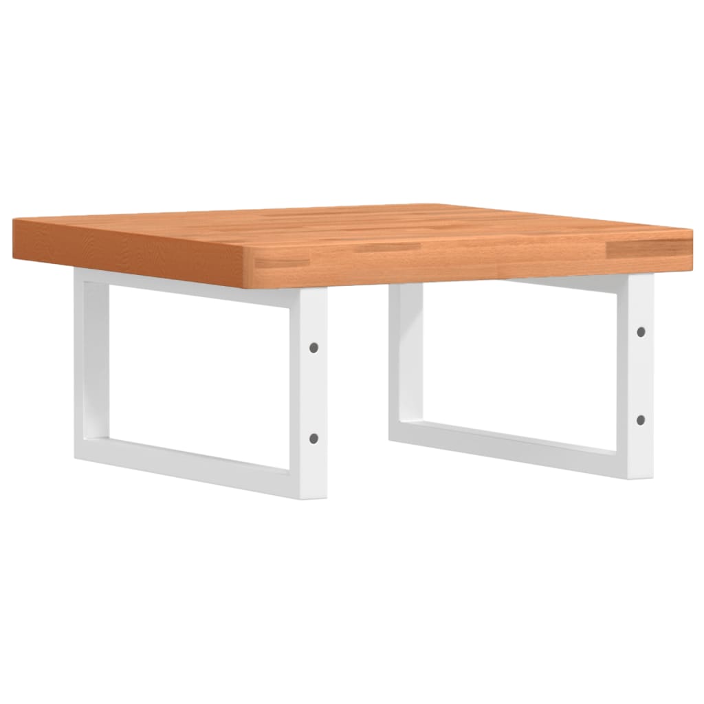 Waschbeckenregal Wandmontage Stahl und Massivholz Buche