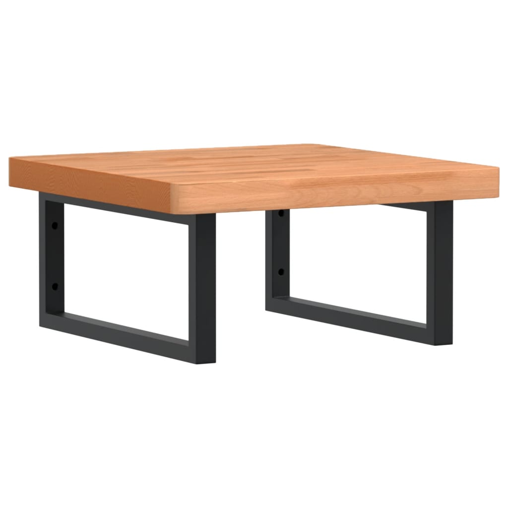 Waschbeckenregal Wandmontage Stahl und Massivholz Buche