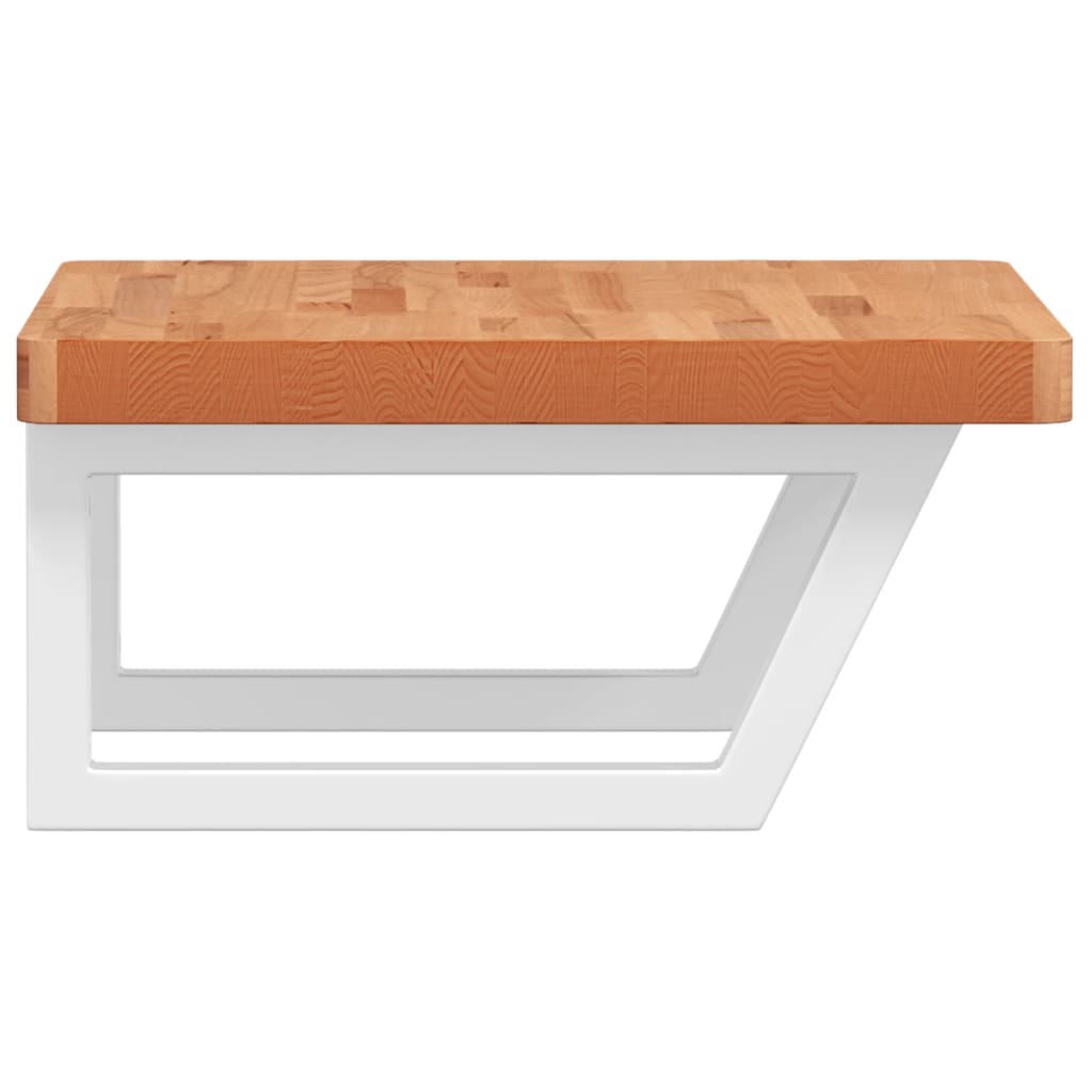 Waschbeckenregal Wandmontage Stahl und Massivholz Buche