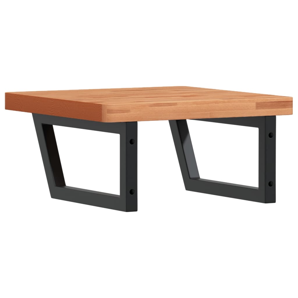 Waschbeckenregal Wandmontage Stahl und Massivholz Buche