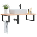 Waschbeckenregal Wandmontage Stahl und Massivholz Buche