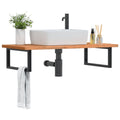 Waschbeckenregal Wandmontage Stahl und Massivholz Buche