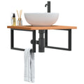 Waschbeckenregal Wandmontage Stahl und Massivholz Buche