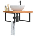 Waschbeckenregal Wandmontage Stahl und Massivholz Buche