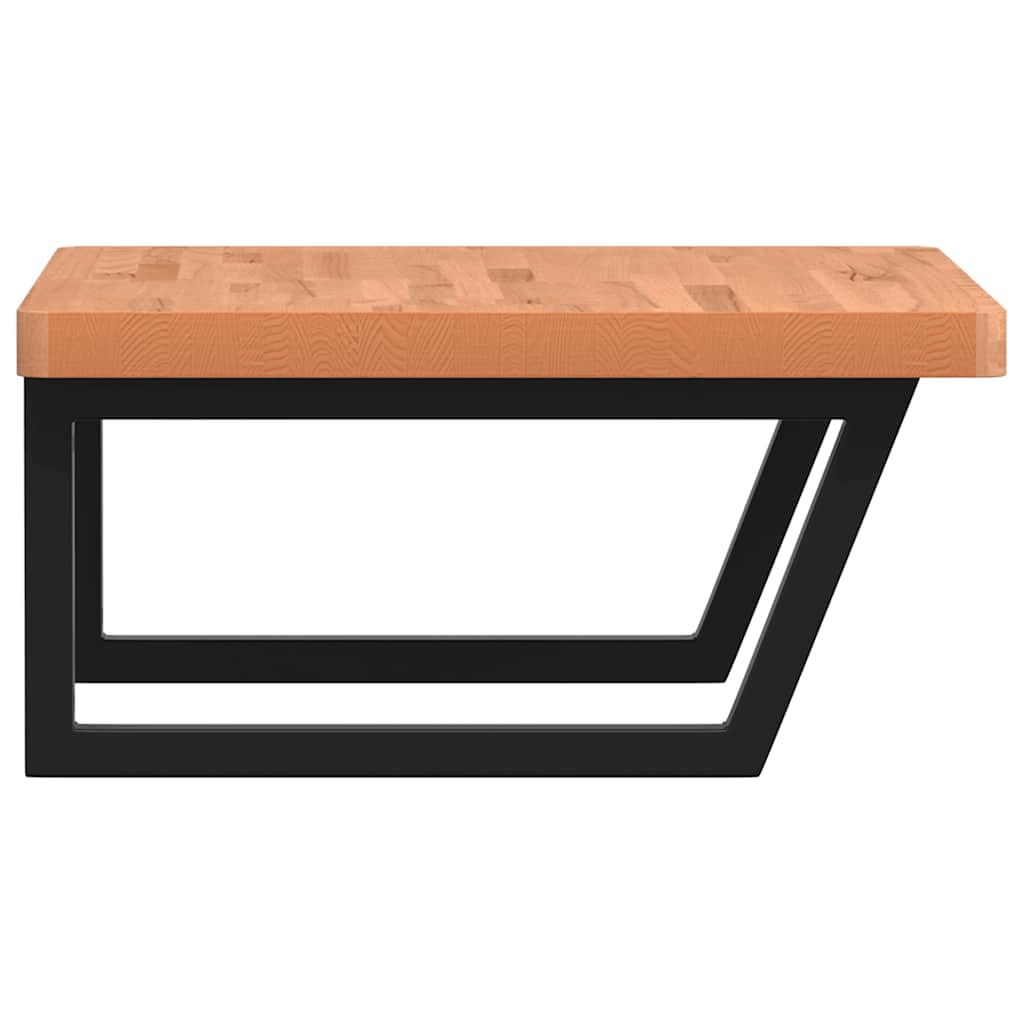Waschbeckenregal Wandmontage Stahl und Massivholz Buche
