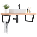 Waschbeckenregal Wandmontage Stahl und Massivholz Buche