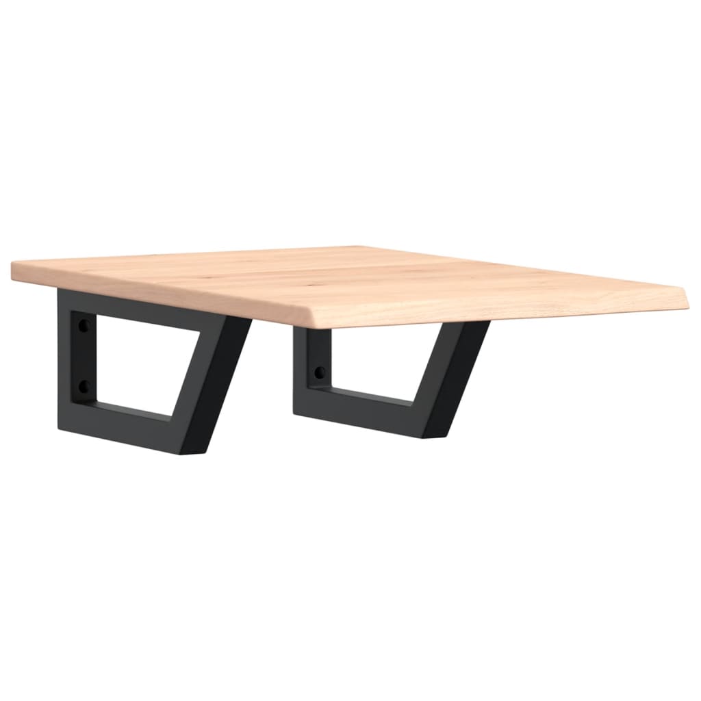 Waschtischplatte mit Halterung Stahl und Massivholz Eiche
