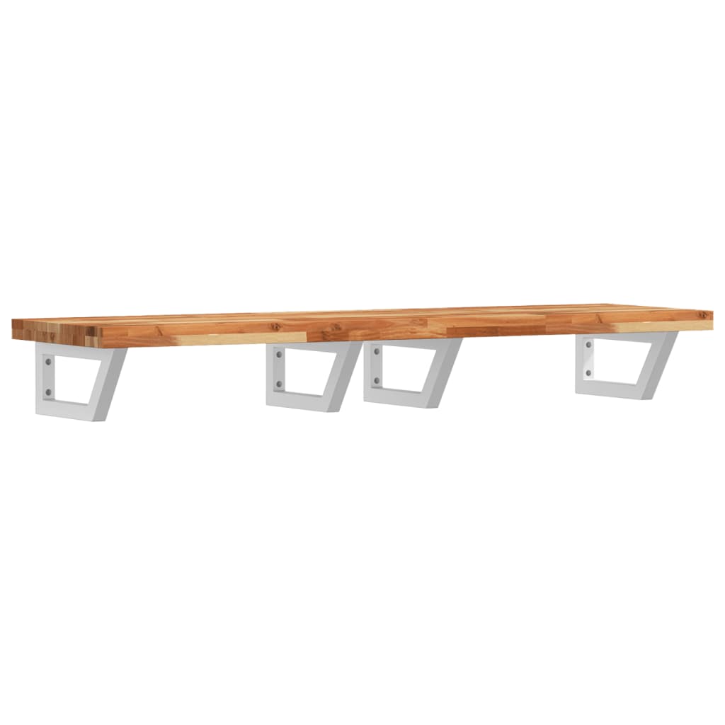 Waschbeckenregal Wandmontage Stahl und Akazienholz